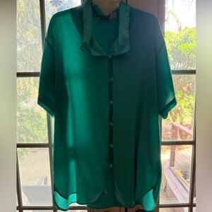 Vintage Victoria's Secret Gold Label Satin Sleep Shirt - Teal Aqua Green